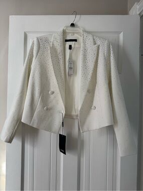 White House Black Market cropped blazer with crystals